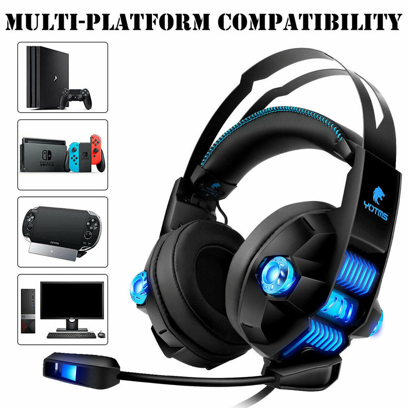 LED Gaming Headset Xbox One/PS4/PC Surround Sound Stereo w/ Noise Canceling&Mic