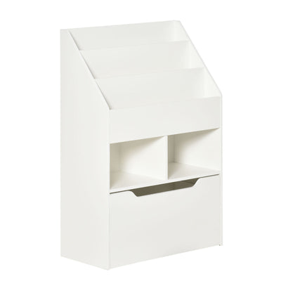 Kids Storage Bookcase Stand w/ Display Shelves &amp; Drawer for Toys &amp; Books, White