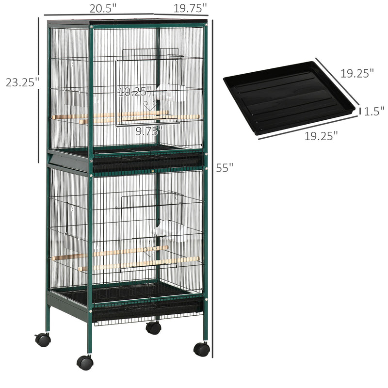 Large Bird Cage with 1.7 ft. Width, Bird Aviary Indoor with Multi-Door Design 196393257432