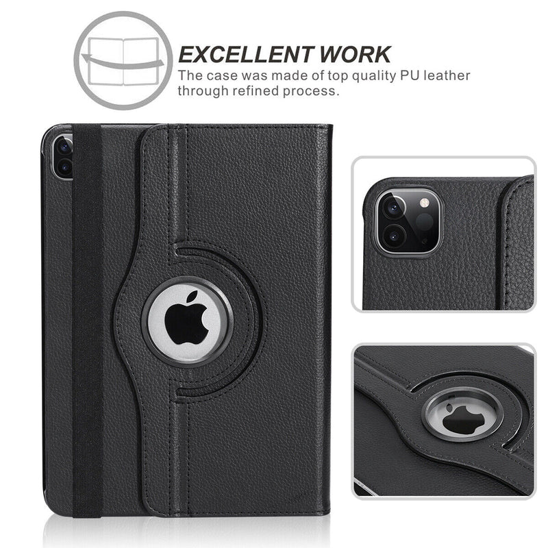 Rotating Multi-Angle Viewing Folio Stand Cover & Matte PET Film for iPad Air 4th