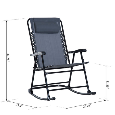 3pc Outdoor Patio Folding Rocking Chair Set Lawn Furniture Garden Rocker,Grey