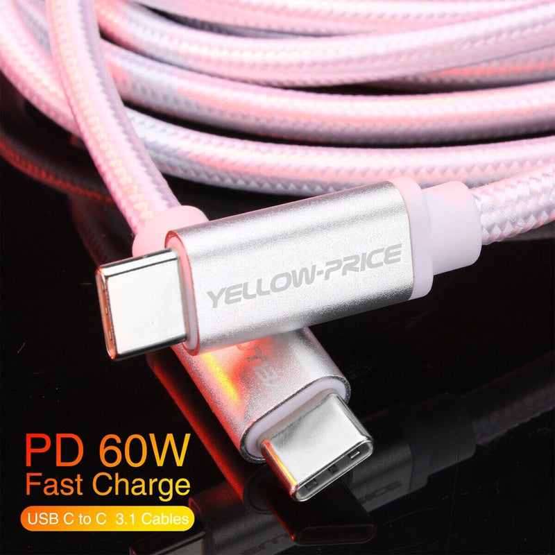 USB C to USB C 60W 20V/3A PD Fast Charging Cable [Aluminum Shell/Nylon Braided]