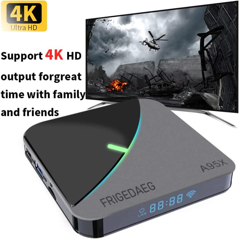 FRIGEDAEG Video Game Console with 60000+ Games A95X Retro Game Box 2 Controllers