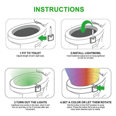 8 Colors Toilet Bowl LED Night Light Motion Activated Seat Sensor Lamp Bathroom