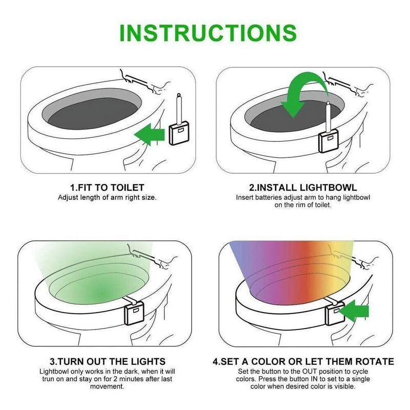 8 Colors Toilet Bowl LED Night Light Motion Activated Seat Sensor Lamp Bathroom