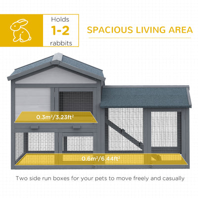 Two Story Small Animal House w/ Slide Out Tray, Ramp, Outdoor Run, Gray 842525131261