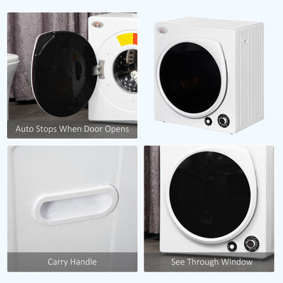 HOMCOM Compact Laundry Dryer 1350W Portable Clothes Dryer with 5 Drying Modes
