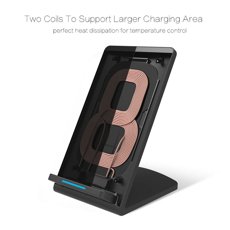 15W Qi-Certified Fast Wireless Charging Stand for Galaxy S21 S20 iPhone 12 11 Xs