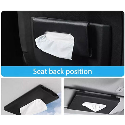 Leather Tissue Box Car Sun Visor Portable PU Storage Bag Holder Buckle for Masks