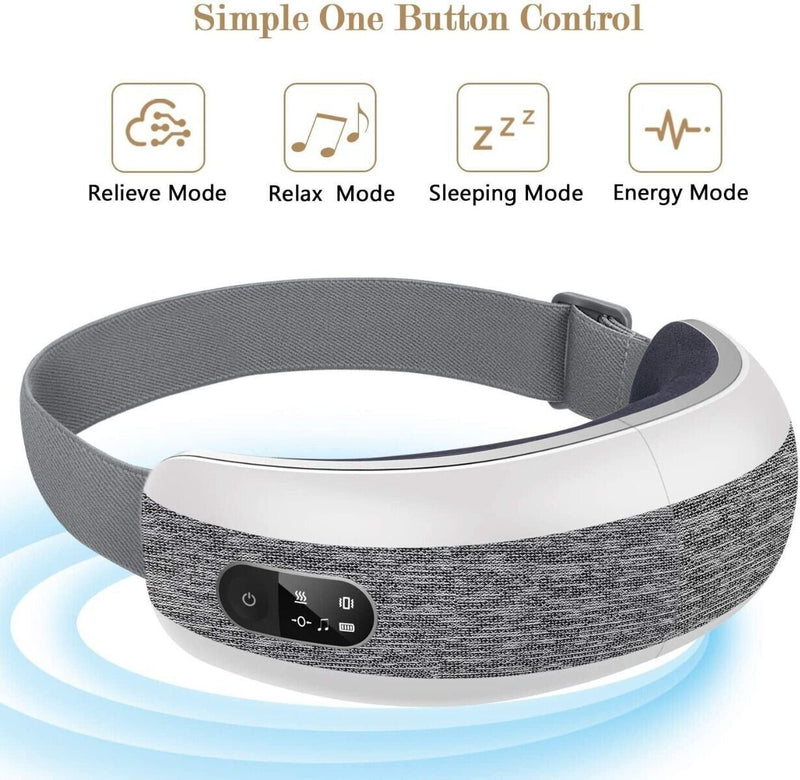 Wireless Eye Care Massager Vibration Heat Compression USB Rechargeable 1200MAH