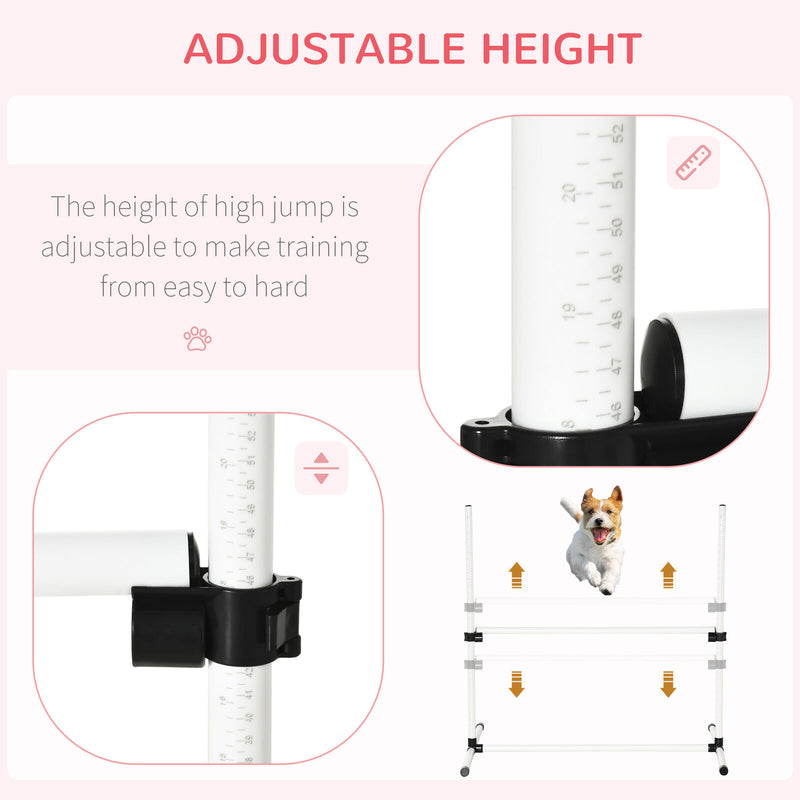 New Canine Agility Set Dog Jumping Training Obstacles Course Free Standing White 712190175450