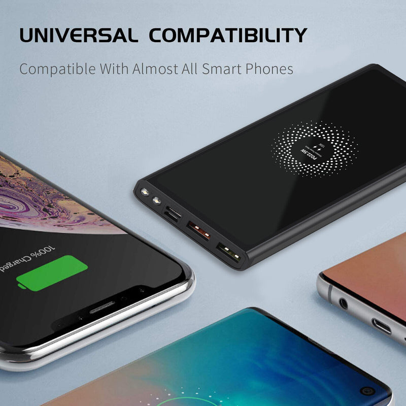 15W Qi Fast Charge 10000 mAh Power Bank with Type-C In / Output and LCD Display