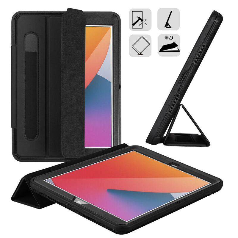 [Trifold Viewing Stand] Armor Case with Pencil Holder for iPad 8th 10.2" 2020