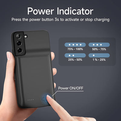 4800mAh Extended Battery Charger Protective Case for Galaxy S22 Ultra 5G 6.8inch
