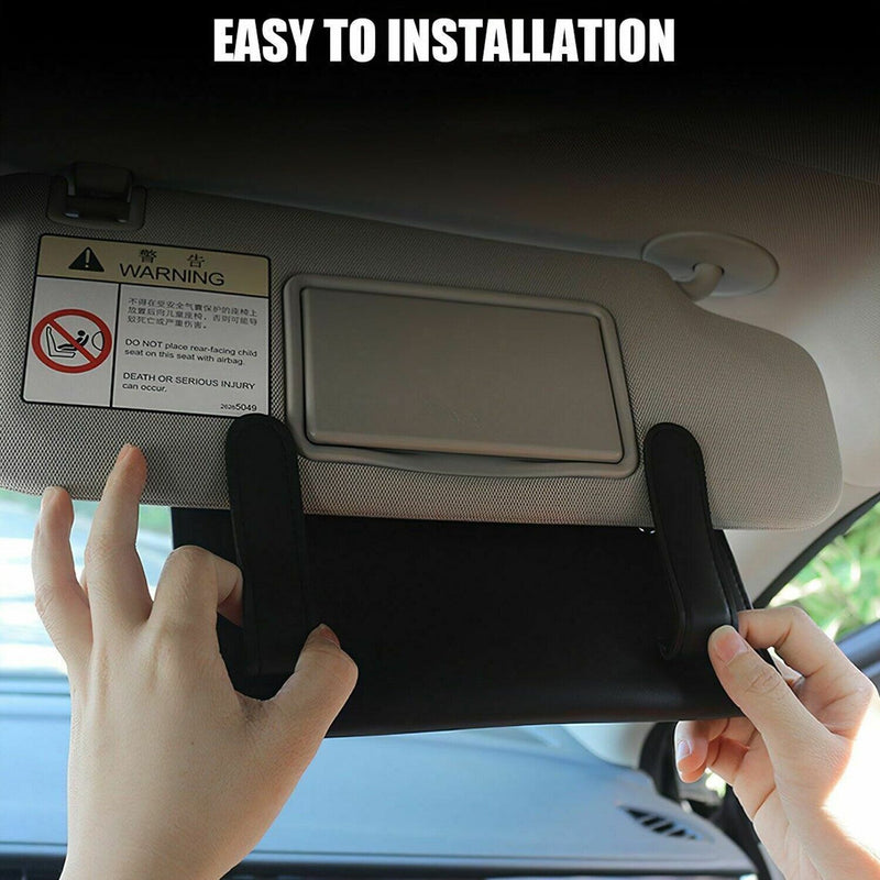 Leather Tissue Box Car Sun Visor Portable PU Storage Bag Holder Buckle for Masks