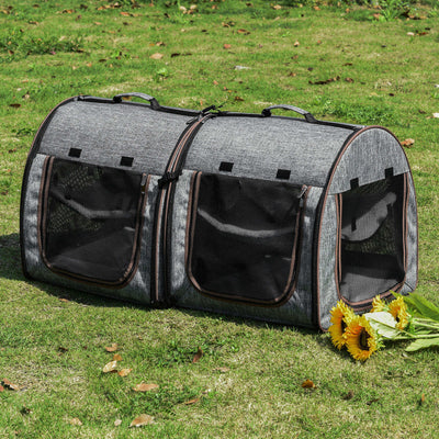 Large Portable Double Cat Pet Carrier Kennel Bag Oxford Travel Car Seat 842525114806