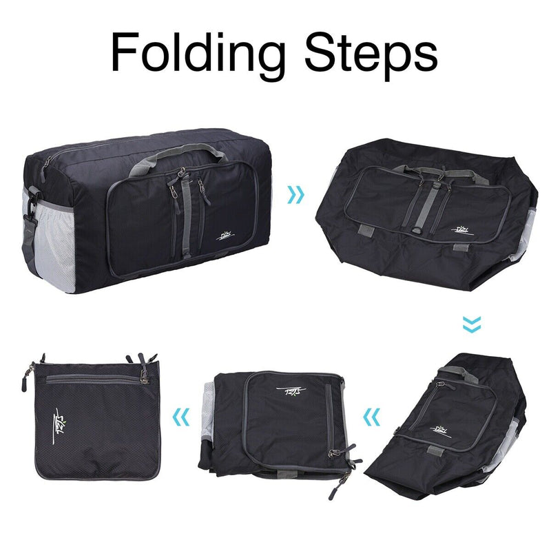 Foldable Duffle Bag 40L for Travel Gym Sports Lightweight Luggage Duffel, Black