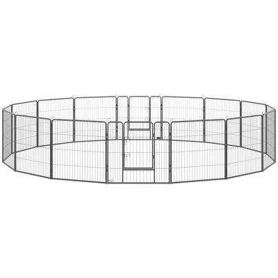 16 Panels Pet Playpen, 31.5" Heavy-Duty Dog Fence DIY Design w/ Doors, Latch