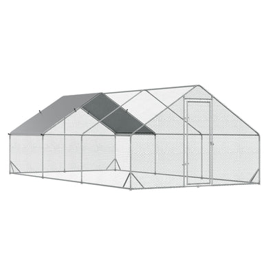 10&apos; x 20&apos; 6.5&apos; Chicken Coop Cage, Outdoor Hen House w/Cover &amp; Lockable Door 196393165867