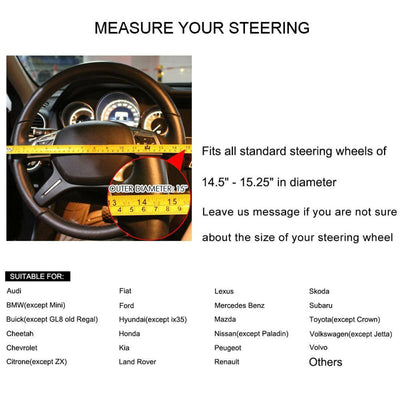 Black Premium Car Steering Wheel Cover for Sedan, SUV Universal 15 Inch CA