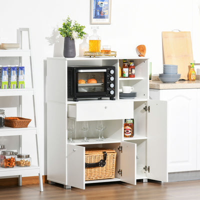 Compact Kitchen Pantry Buffet Server Hutch Microwave Cabinet with Drawer