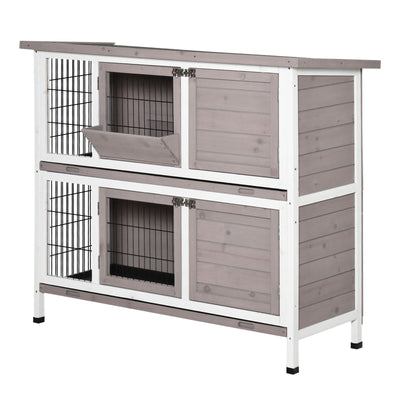 Indoor or Outdoor Rabbit Hutch with Quick on-the-Go Feeding, Wood Rabbit Cage 196393071083