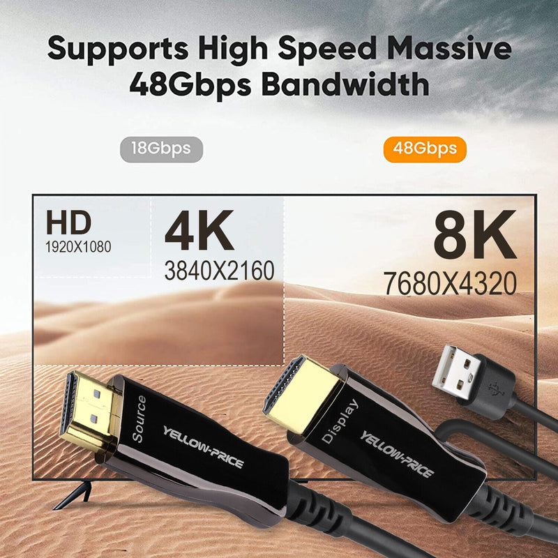 REAL 8K Optic Fiber HDMI 2.1 Cable-UHD HDR 8K@120Hz, eARC, Dolby Vision, HDCP2.2
