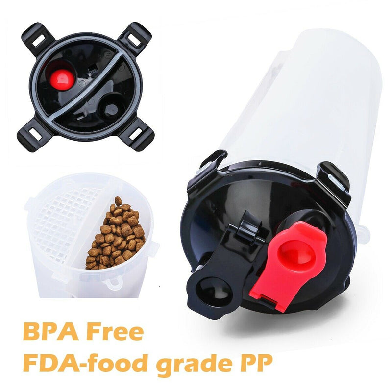 BPA-Free 2-in-1 Pet Food Container w/ 2 Collapsible Dog Bowls for Walking Hiking