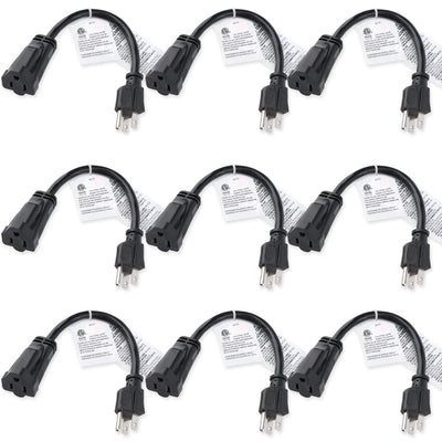 [UL Listed] Short Power Extension Cord Outlet Saver, 18AWG/13A, 6 Inch, 3 PACK
