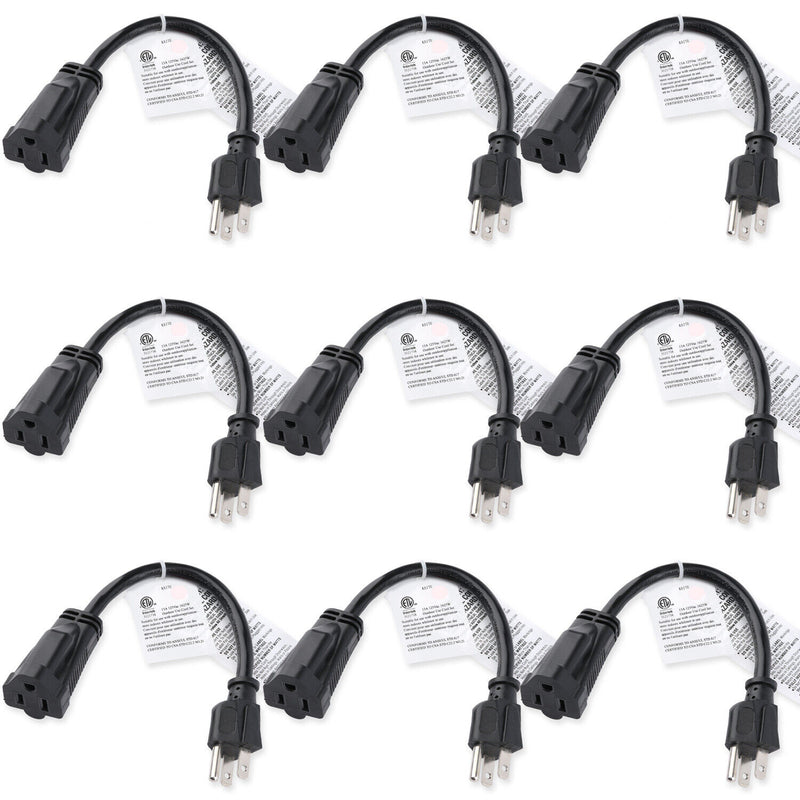 [UL Listed] Short Power Extension Cord Outlet Saver, 18AWG/13A, 6 Inch, 3 PACK