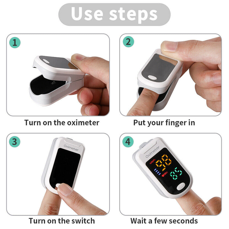 Oxygen Saturation Monitor Finger Pulse Monitor Child & Adult with LED & Lanyard