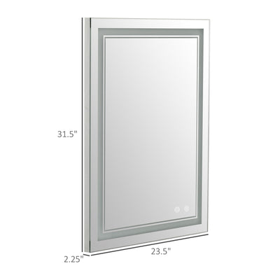 kleankin Wall LED Bathroom Mirror, Dimmable Vanity Mirror, with 3 Color