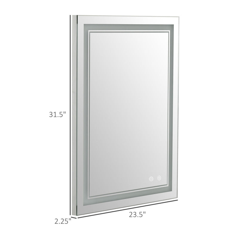 kleankin Wall LED Bathroom Mirror, Dimmable Vanity Mirror, with 3 Color