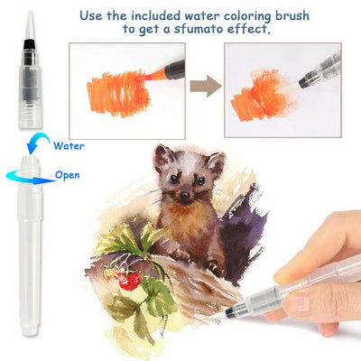24 Colors Watercolor Brush Pens Nontoxic for Drawing Calligraphy Coloring, CA