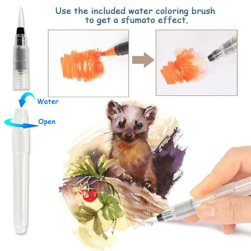 24 Colors Watercolor Brush Pens Nontoxic for Drawing Calligraphy Coloring, CA
