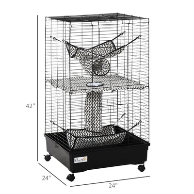 Small Animal Habitat Pet Play House for Ferret w/ Wheels Hammocks Tunnels