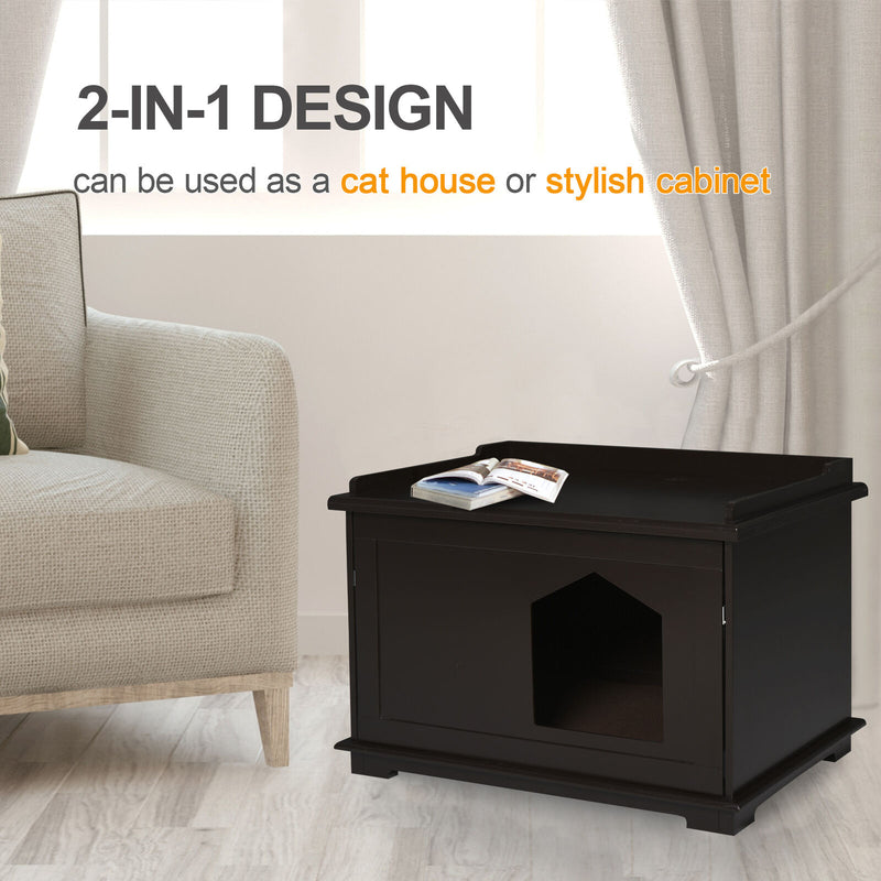 Wooden Cat Litter Box Covered Mess Free End Table Hideaway Cabinet 5056399111372