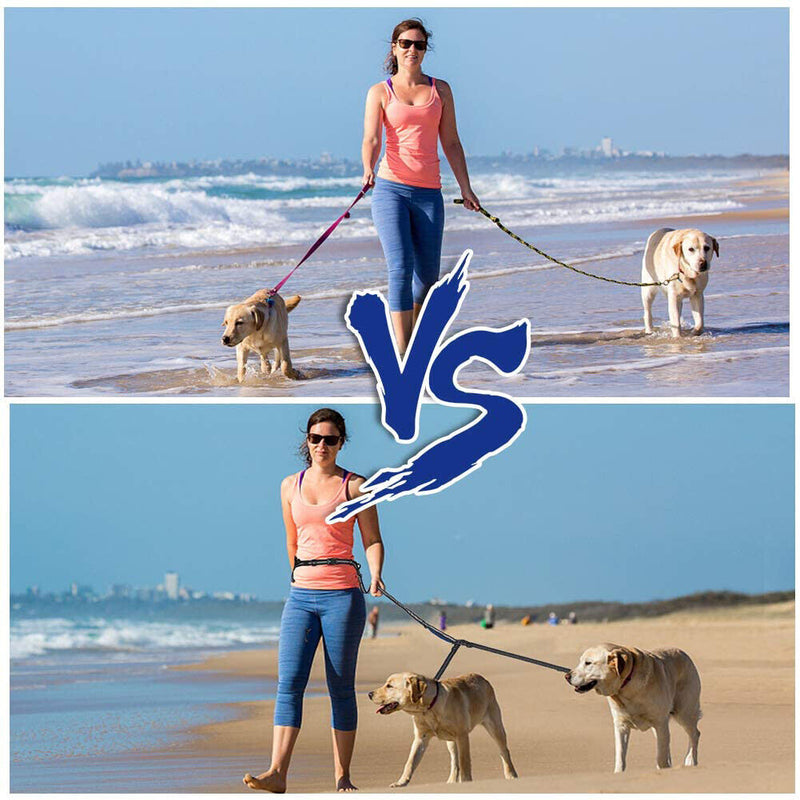 Double Retractable Hands Free Dog Leash - No Tangle for up to 150 lbs Large Dogs
