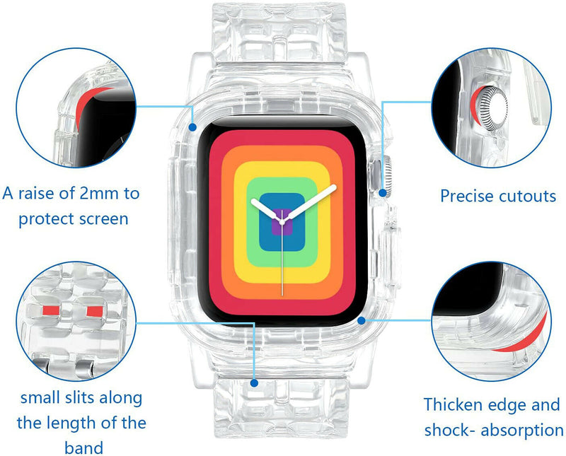 [Transparent Jelly] Protective Case with Bands Strap for iWatch Series 4 5 6 SE