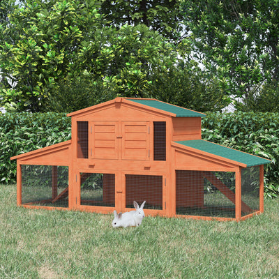Big Rabbit Cage Guinea Pig House W/ Double Ramp, Weatherproof Wood Rabbit Hutch