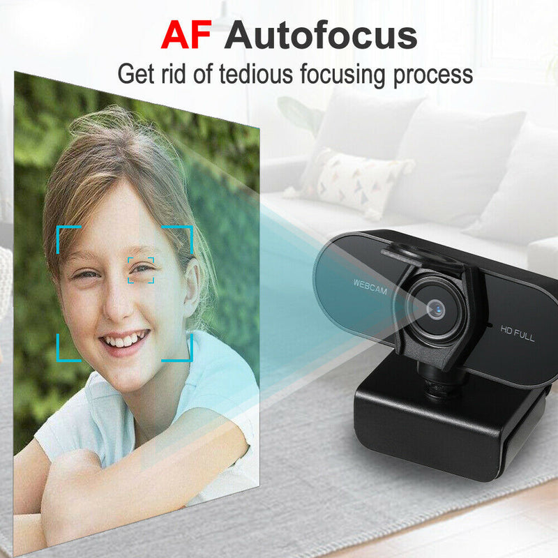1080P FHD Webcam with Microphone & Privacy Cover for Conferencing, Video Calling