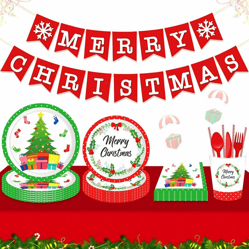[28 Flags & 9 Trees] Christmas Burlap Banner Decoration for Home Christmas Decor