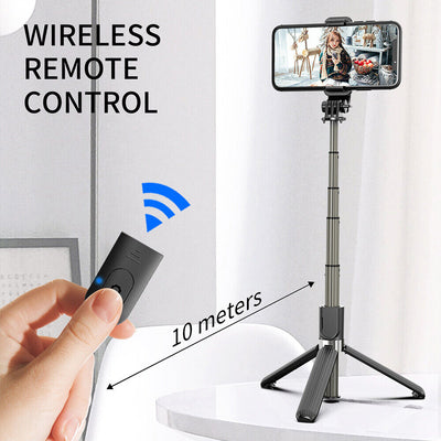 All-in-One Design Aluminum 32" Extendable Selfie Stick Tripod w/ Wireless Remote