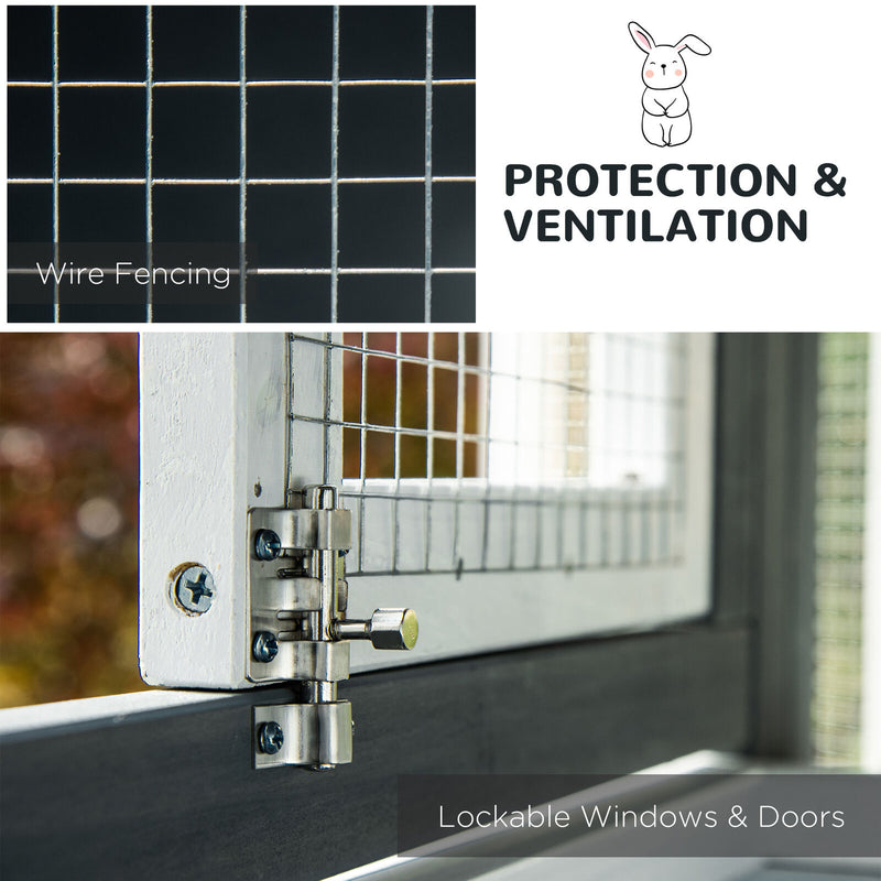 57&quot; Large Rabbit Hutch with Triple Stories, Decorative Big Rabbit Cage