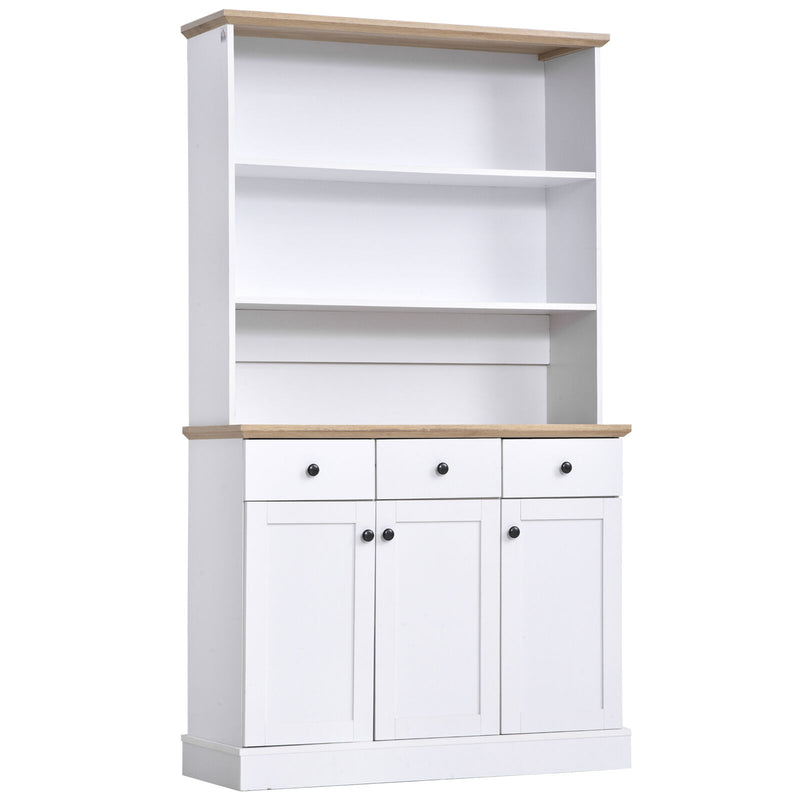HOMCOM Freestanding Kitchen Pantry Hutch Bookcase with Drawers & Cabinets