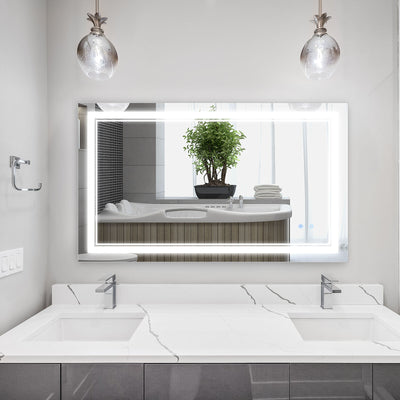 kleankin Modern LED Bathroom Mirror, Dimmable Vanity Mirror w/ Memory Function