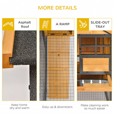 Outdoor Rabbit Cage Elevated Pet House w/ Slide-Out Tray, Natural Wood &amp; Black 842525165365