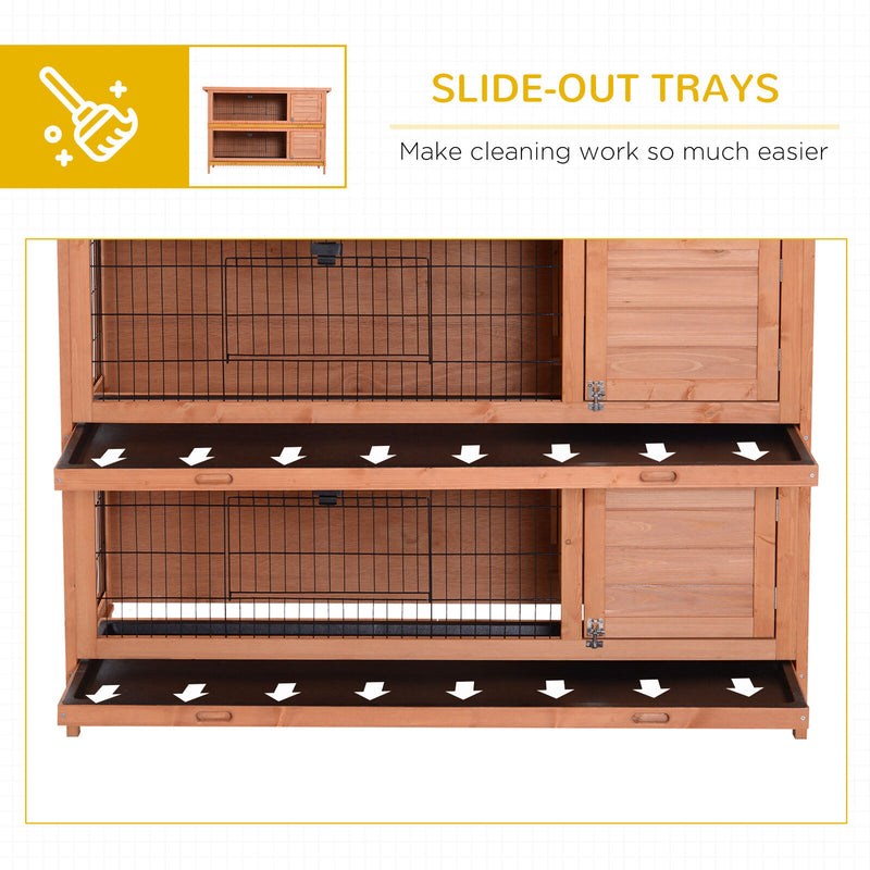 Bunny Hutch with Dividers Asphalt Roof for Small Animals and Outdoors, Orange