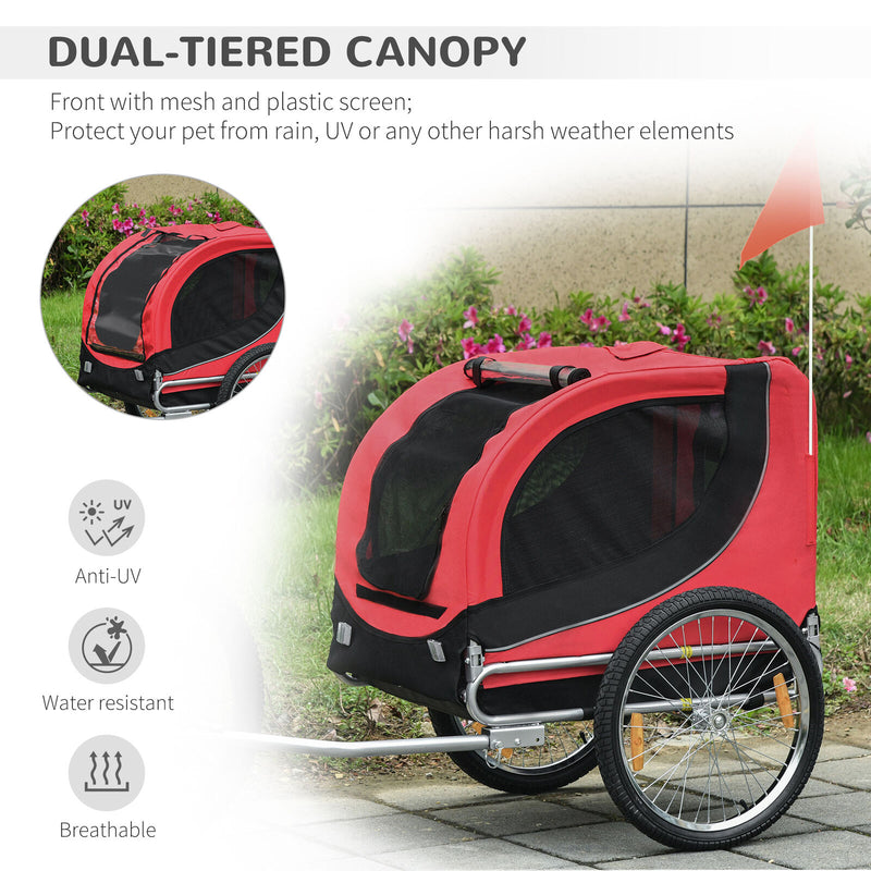 Pet Bike Trailer Dog Cat Travel Carrier Foldable Red