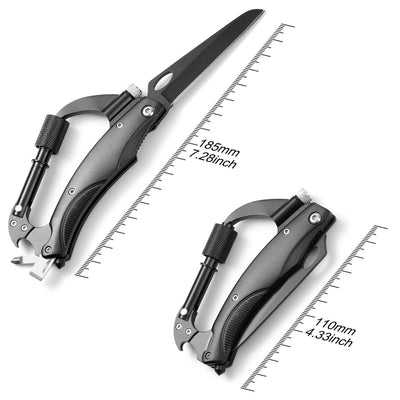 7-in-1 Multi-functional D Ring Locking Carabiner Hook Gear with LED Flashlight